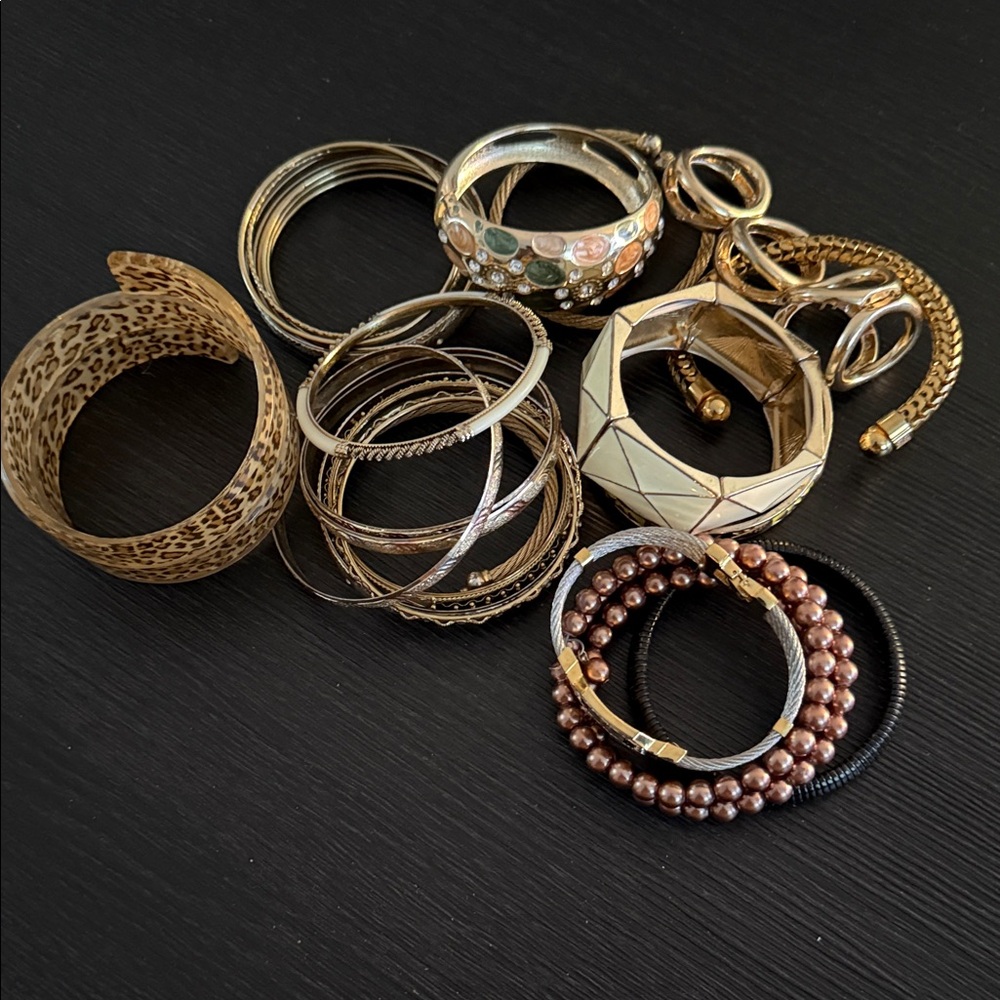Elegant Gold and Brown Bangle Set